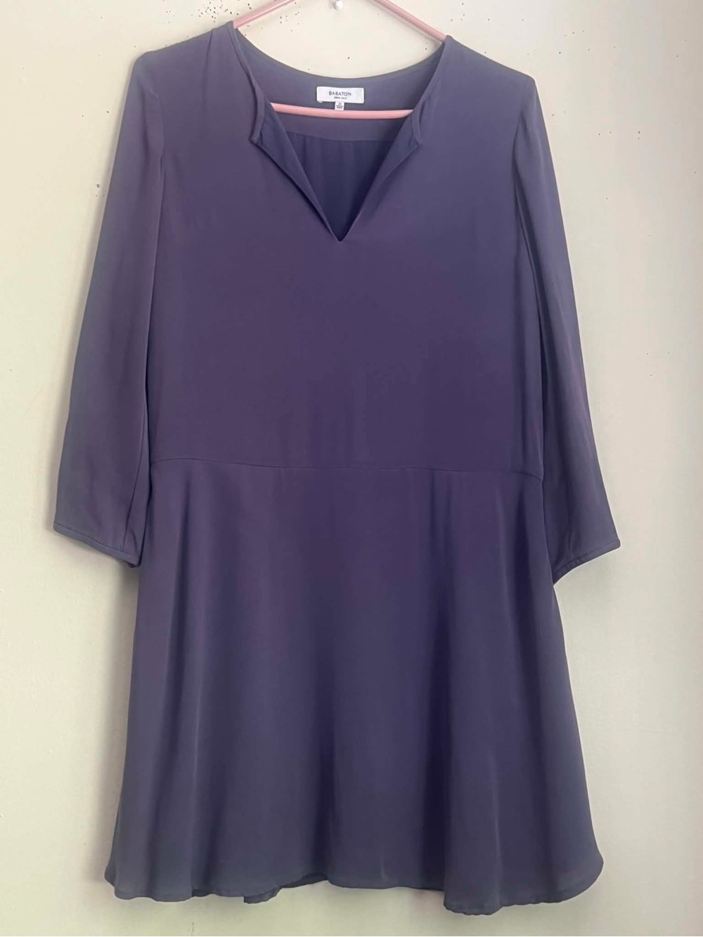 Babaton Plum Silk V-Neck A-Line Dress